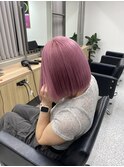 イメチェン/ホワイトブロンド/外ハネボブ/美髪/渋谷