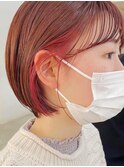 熊本 インナーカラー ピンクベージュ ショートボブ Arisa.