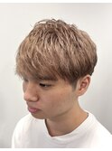 メンズマッシュショート×ミルクティーカラー