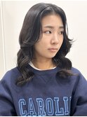 【モリオ松戸　石山】癖毛風黒髪ミディアムレイヤー前髪無し