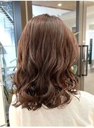 ミディアムパーマ　コテ巻き風　韓国ヘア