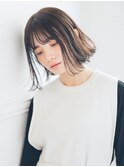 切りっぱなしボブ/ミニボブ/丸くないボブ/ヘーゼルベージュ