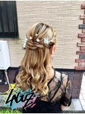 【ヘアセット】　パールドロップ・ナチュラルハーフアップ