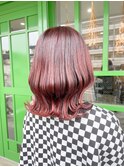 ブリーチなし(履歴も)ワンカラーでワインレッド♪