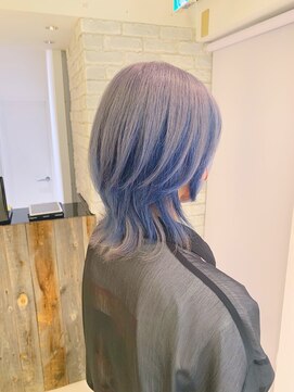 リゼル シブヤ(RISEL SHIBUYA) シルバー×ブルーMIX ハイトーンデザインカラー【ブリーチ2回】