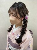着物　ロング　ヘアセット　ツイン　編み下ろし　学割　大阪