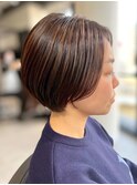 似合わせショート/細めハイライト/くすみベージュ/ショートボブ