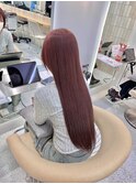 ブリーチなしダブルカラー ピンクブラウン  美髪 エアリーロング