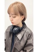 ハイトーンボブミルクティーバニラベージュショートボブ