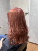 髪質改善ピンクベージュレイヤー小顔カット透明感オレンジ