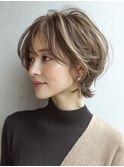 ◇大人可愛い20代30代40代50代前下がりショートボブ丸みショート