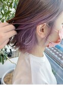 ぷつっとボブ/インナーカラー/イヤリングカラーピンクラベンダー