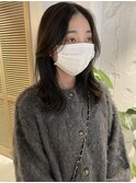【松本咲花】前髪なしセンターパート　暗髪オリーブグレージュ