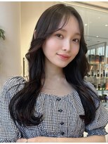 ミンクス 青山店(MINX) 暗髪×韓国フェミニン斜めバンググレージュカラーデザインカラー