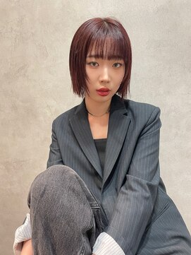 マル 薬院浄水店(MAR.co) ミニボブ/ワインレッドカラー