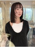 レイヤーカット/顔まわりレイヤー/ダークグレージュ