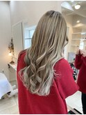 ロングヘア(外ハネ、ミックス巻き)