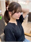 韓国前髪顔周り×ハッシュレイヤー　暗めカラー/酸性ストレート