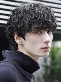大分強め無造作シャドウパーマメンズカットミディアムマッシュ