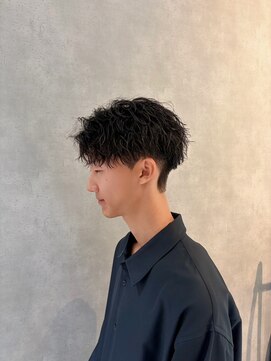 メンズツーブロックメンズパーマ波巻きツイストスパイラル