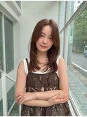 レイヤーカットハッシュカット前髪なしレイヤーミディアム