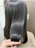 小顔カット×黒髪風チョコレート×縮毛矯正