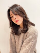 【田村】大人可愛い小顔モテ髪黒髮エアリーミディ20代30代40代