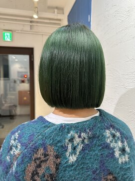 アジールヘア 池袋東口店(agir hair) 人気ボブカット×グリーンカラーブリーチ美髪卵型池袋