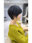 前髪あり耳掛け丸みくびれショートボブ20代30代40代50代（蘭）