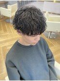 波巻きツイストスパイラルパーマツーブロック刈り上げ