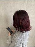 ピンクブラウン　チェリーレッド　ワインレッド　切りっぱなし