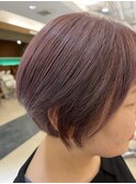 白髪ぼかしハイライト/ラベンダーグレージュ/ショートボブ