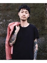 ランプ 代官山(the lamp)&nbsp;黒髪無造作大人フェードカットマレットヘアスタイル