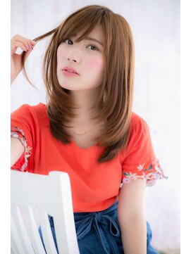 ミック 日暮里店(miq) ナチュラル大人かわいいヘーゼルベージュ小顔レイヤーb1