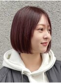 (韓国ヘア/縮毛矯正/ピンク/内巻きボブ/きりっぱなしボブ)