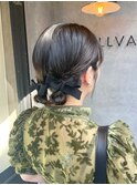 ヘアアレンジ編み込みお団子まとめ髪結婚式ヘアパーティヘア立川