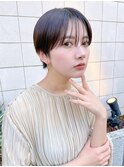 ハンサムショート丸みショートマッシュショート前髪あり前髪長め