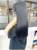 縮毛矯正ロング♪酸性ストレート髪質改善ブルーブラック