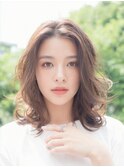 大人美人アッシュベージュショコラアッシュ韓国風巻きモテ髪