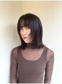 暗めレッド×ボブレイヤースタイル