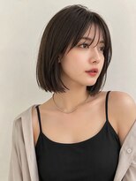フォト 新宿三丁目(foto) 地毛風縮毛矯正韓国風顔まわりレイヤー小顔ボブ切りっぱなしボブ