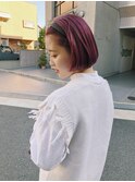 ピンクバイオレット ボブヘア
