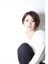 クラク 笹塚店(KURAKU) 大人可愛い20代30代40代黒髪前下がりひし形小顔ボブ丸みショート