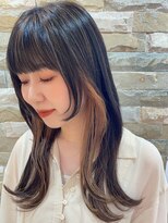 ヘアメイク アージュ 天神西通り店(HAIR MAKE age) 顔周りレイヤーカット　インナーカラー　オレンジハイライト