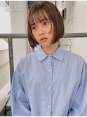 ミニボブ×アッシュブラウン韓国風/透明感カラー/骨格補正カット