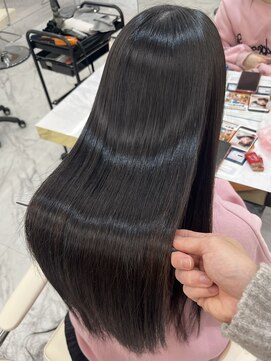 シェノン サントル(CHAINON CENTRE) 黒髪/グレーベージュ/レイヤーロング/前髪パーマ