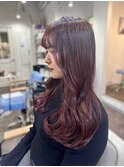 20代30代ワインレッドエノグカラーロング