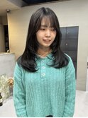 暗髪顔まわりレイヤーロングレイヤー艶髪/今枝
