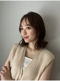 ミディアムレイヤー/顔まわりカット/オージュアカラー