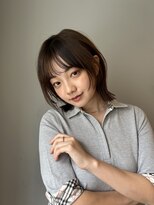 ミディアムレイヤー/顔まわりカット/オージュアカラー